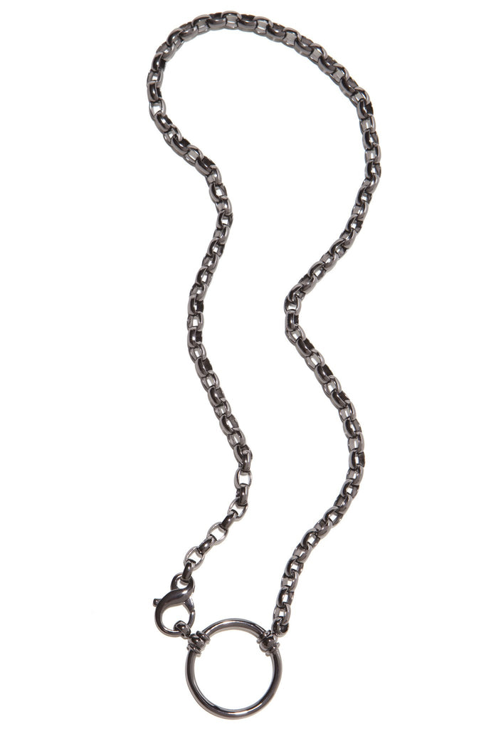 059GM Sterling Silver Square Link in Gunmetal 21''