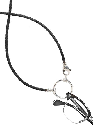 070P Black Braided Leather w/ Silver Loop and Clasp