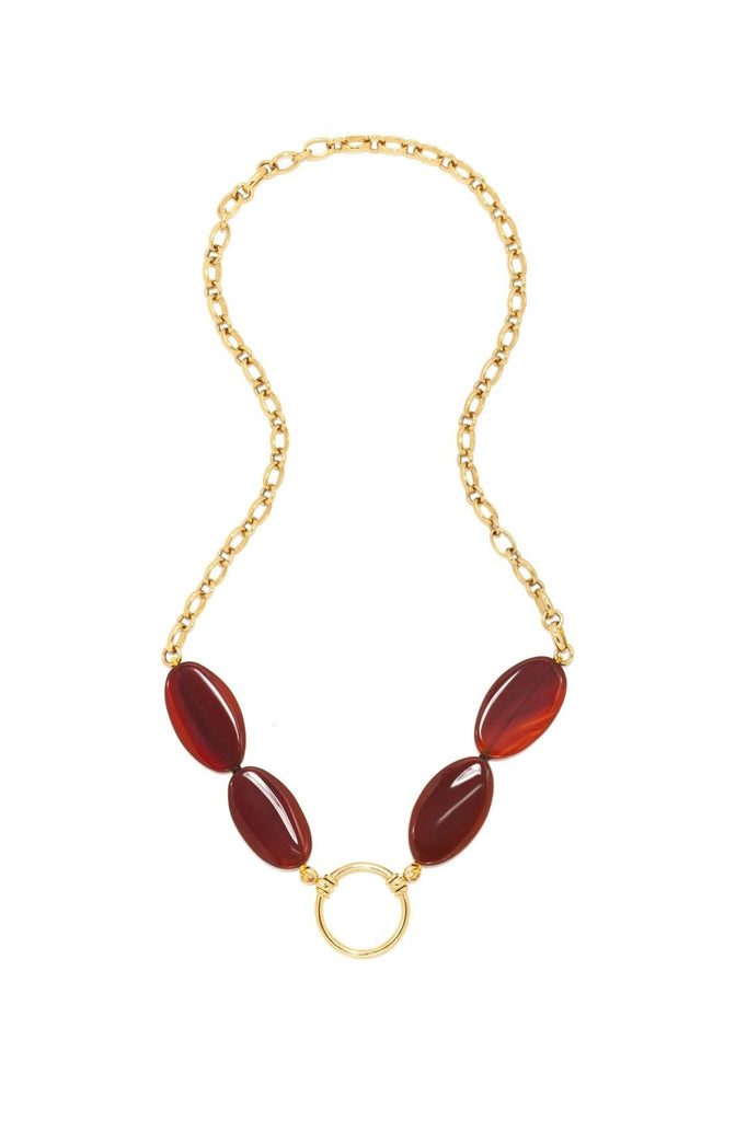213P Gold Chain w/ Red Carnelian