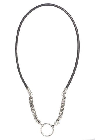 511P Black Leather and Sterling Silver Links