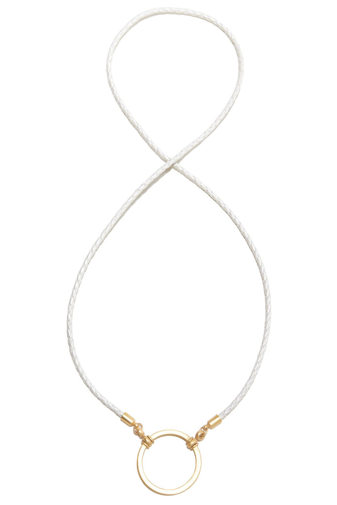 587PW LOOOP- Pearl White Braided Leather