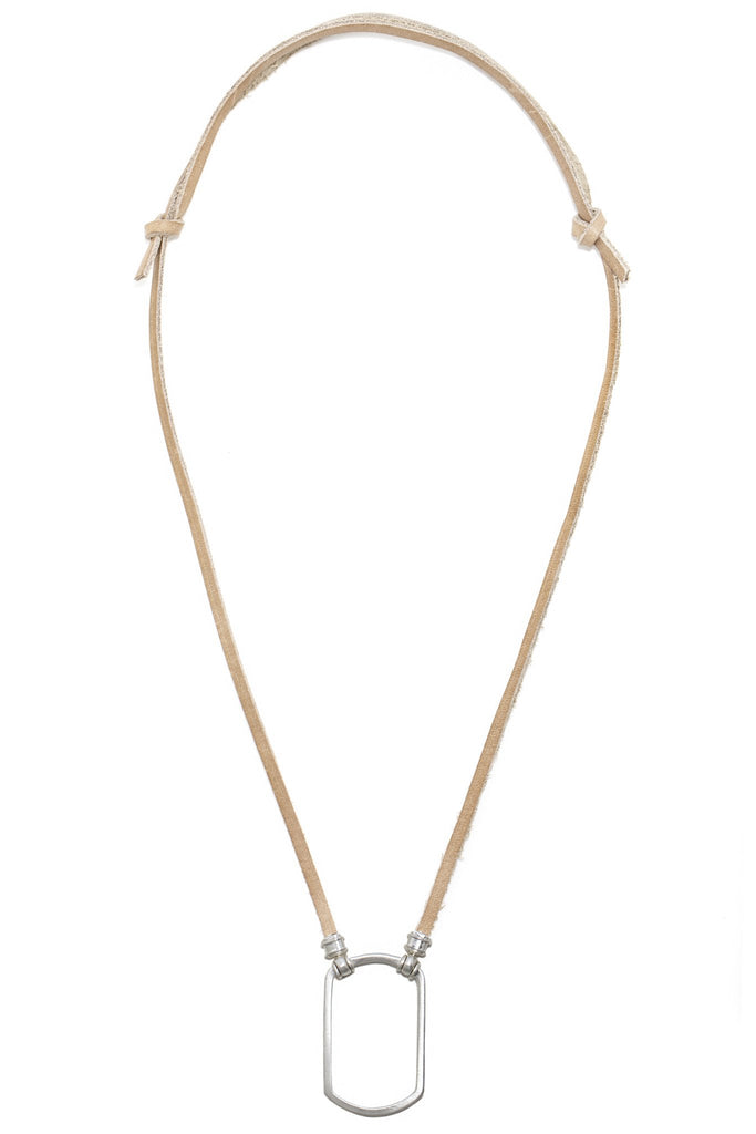 692SP Natural Leather Dog Tag w/ Satin Silver