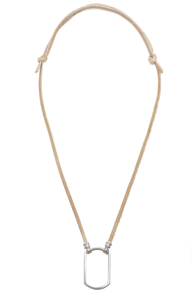 692SP Natural Leather Dog Tag w/ Satin Silver