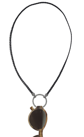 835BL Braided Leather in Black w/ Marcasite Loop