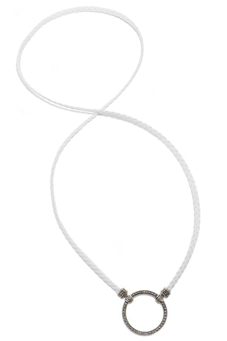 835WH Braided Leather in White w/ Sterling Marcasite Loop