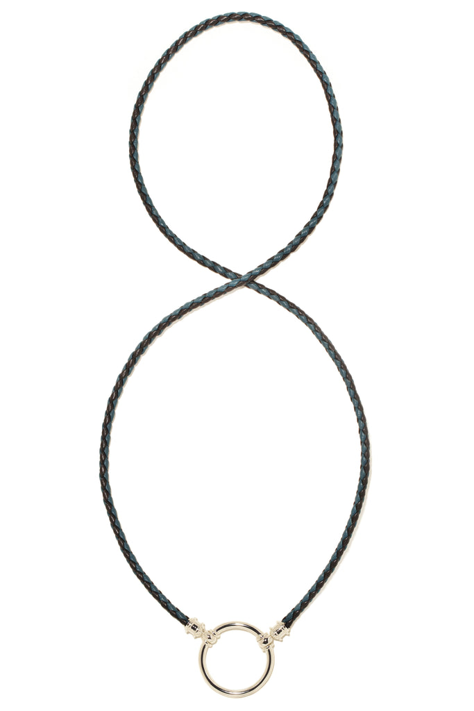 972BB Black & Cobalt Blue Braided Leather