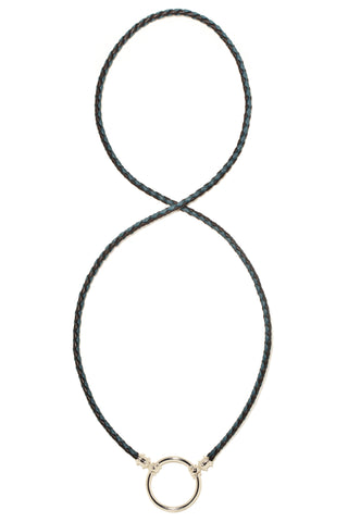 972BB Black & Cobalt Blue Braided Leather