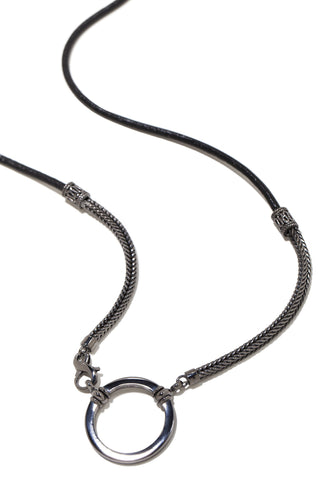 487G Black Leather and Sterling Silver Balinese Chain w/ Gunmetal