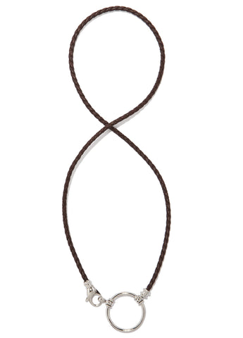 071P Brown Braided Leather w/ Silver Loop and Clasp