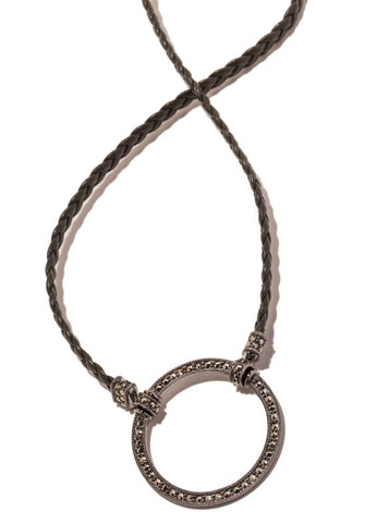 836GR Braided Leather in Army Green w/ Marcasite Gunmetal Loop