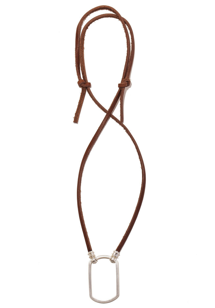 674SP Brown Leather w/ Satin Silver Dog Tag