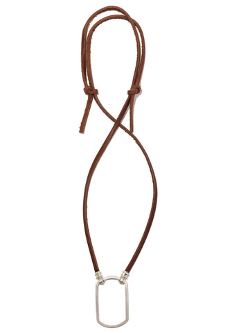 674SP Brown Leather w/ Satin Silver Dog Tag