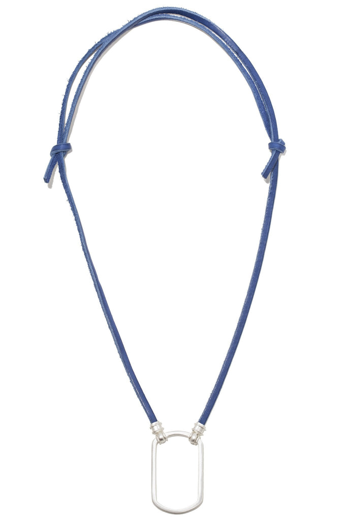 674NV Navy Leather w/ Satin Silver Dog Tag