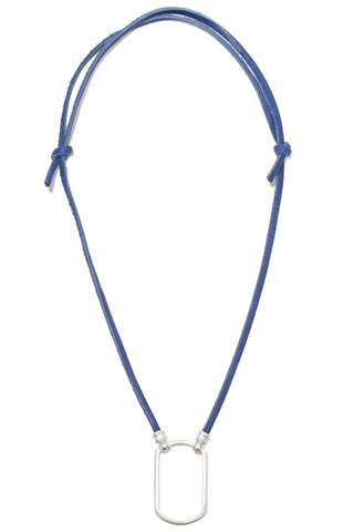 674NV Navy Leather w/ Satin Silver Dog Tag