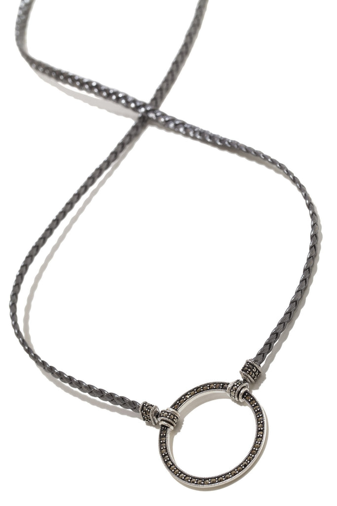 835SI Marcasite in Sterling with Silver Leather